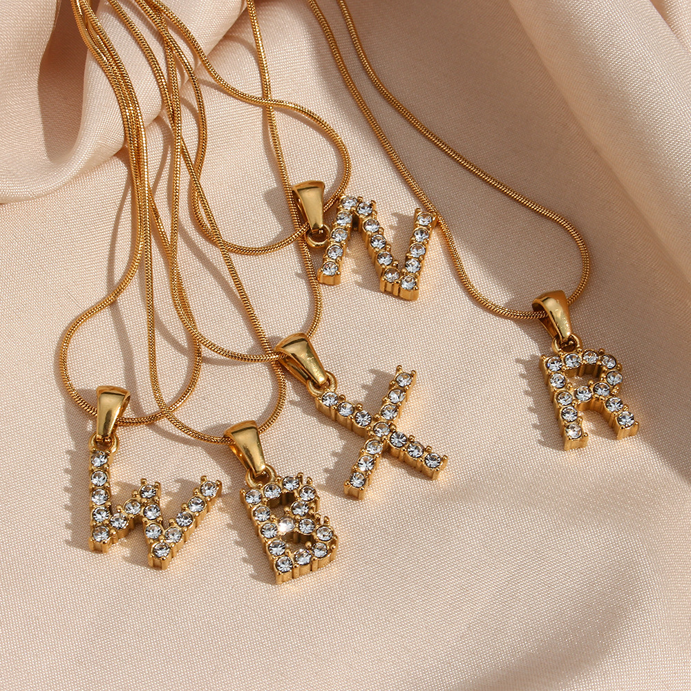 304 Stainless Steel Chain Material PVD Coated Real Gold Plated 18K Gold Letter 304 Stainless Steel Waterproof Non Tarnish 304 Stainless Steel Necklace