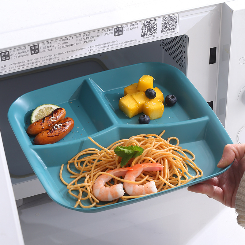 Estilo nórdico comida de una persona que reduce la grasa placa dividida de tres rejillas placa dividida placa merienda placa estudiante trabajo comida vajilla
