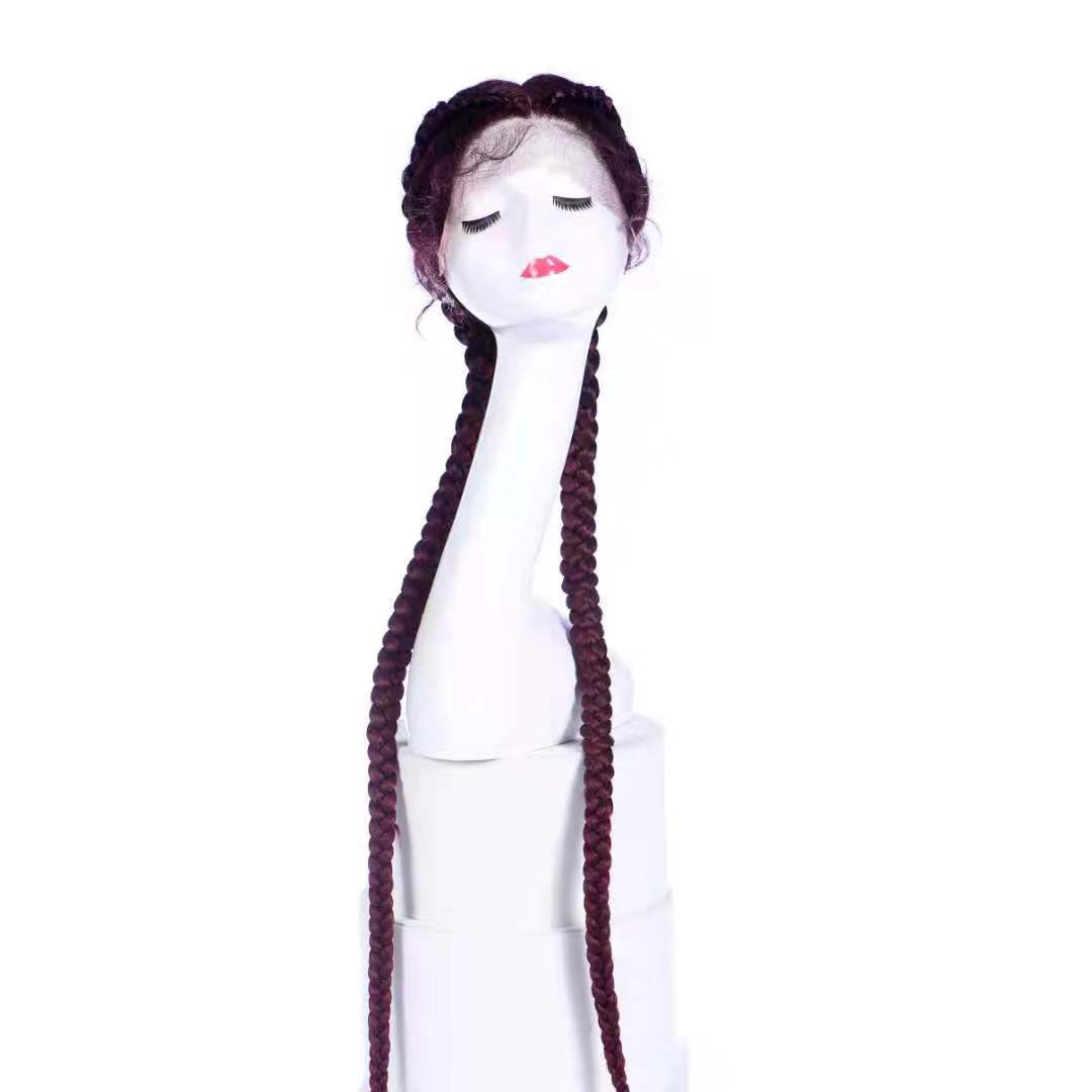 Trenzas, pelucas, cabello largo femenino, cáñamo doble natural, tendencia linda, trenza larga de hip-hop, trenza falsa, cola de caballo de red, cubierta completa