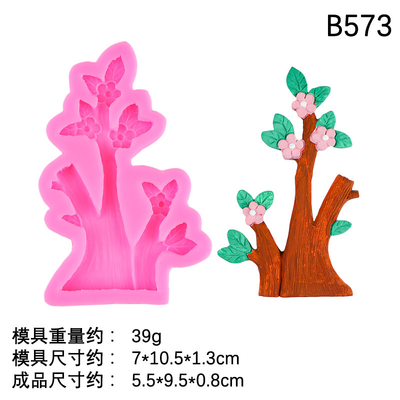 Molde de silicona con forma de árbol Molde de pastel de chocolate con fondant de flor de durazno Molde de horneado decorativo