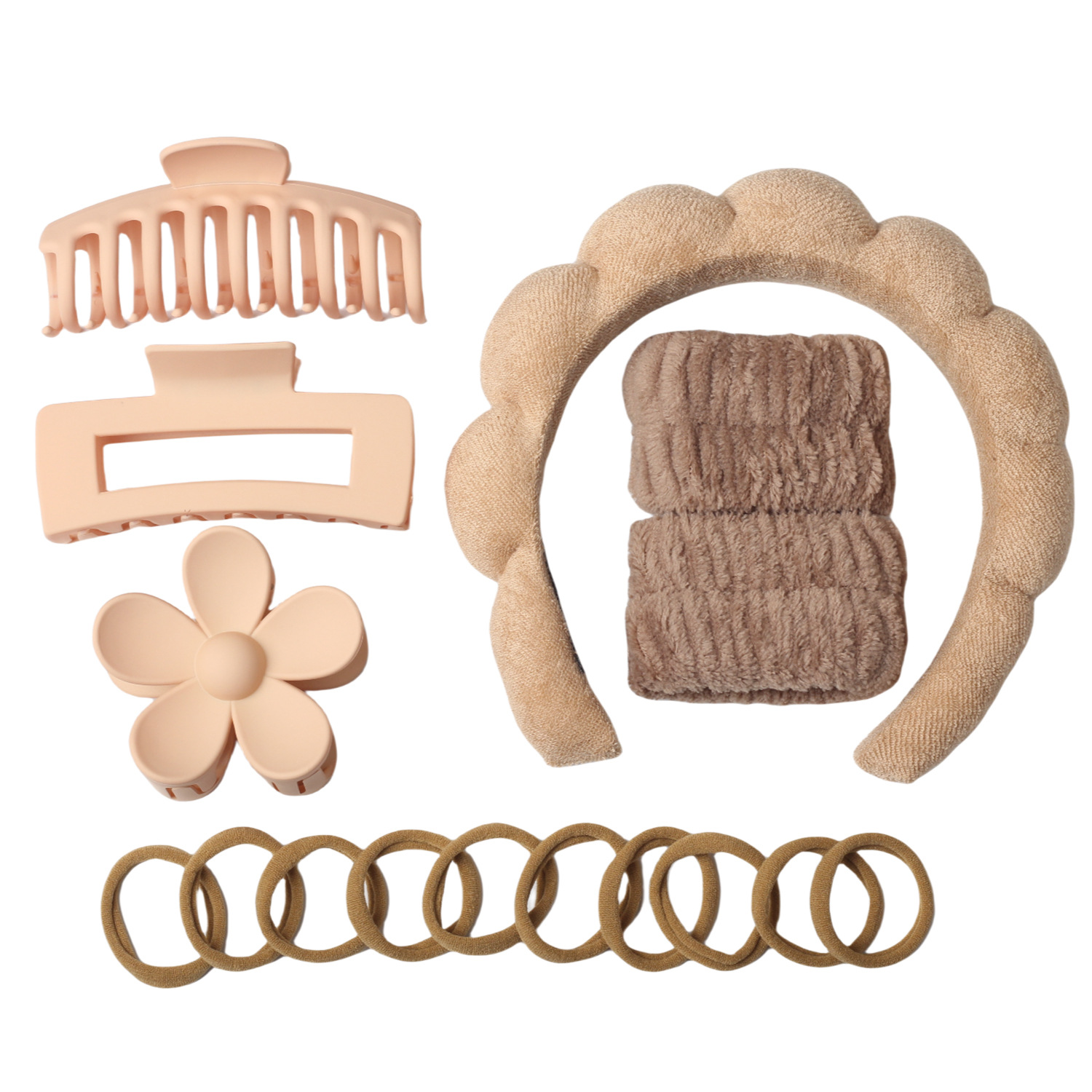 Diadema de nube de giro de esponja transfronteriza, pulsera de lavado de cara, anillo para el cabello de nailon, juego de pinzas de plástico grande, accesorios para el cabello image 9