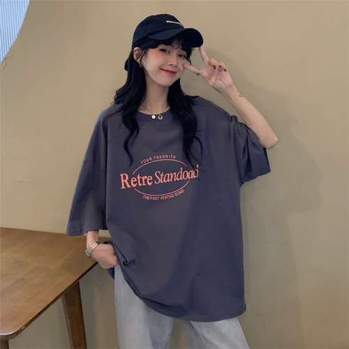 Summer 2025 New American Retro Medium Length BF Style Loose Plus Size Influencer Ins Short Sleeve T-Shirt Top for Women Trendy