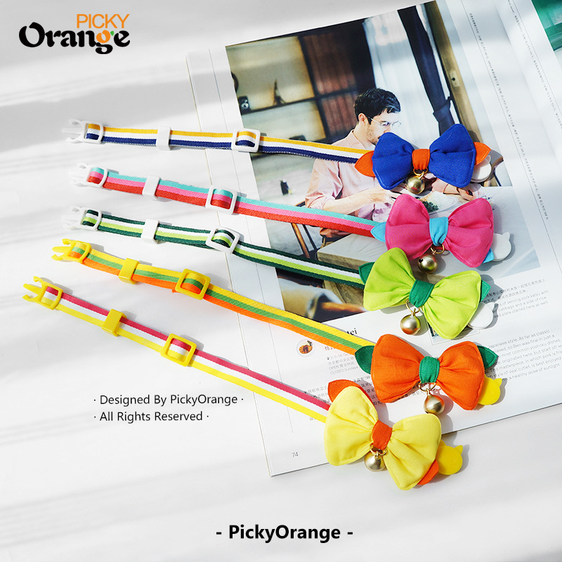 Vòng cổ mèo nơ ba mảnh màu tương phản sọc kiểu Pháp (8).jpg