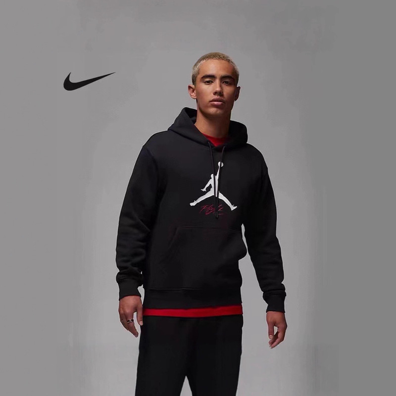 Cross-Border 25Ss High-Quality Aj Jordan Knitted Hooded Sweatshirt Men's Trapeze Pullover Same Style for Couples