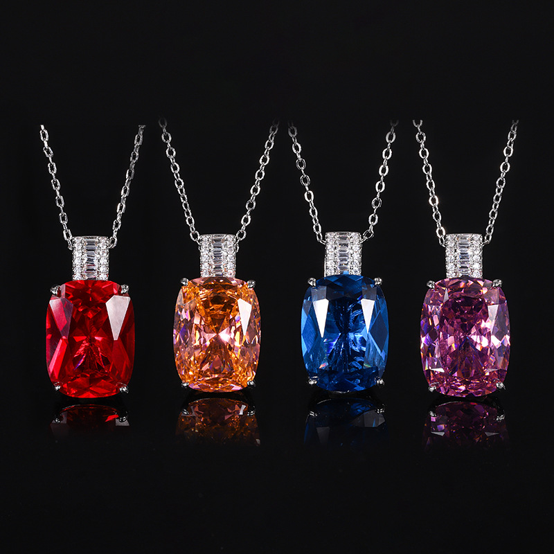 2024 nuevo estilo Zhuang Shengsheng joyería simulación Caibao corindón simple y exquisito collar colgante piedra principal 15*20