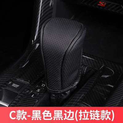 Sürətlər qutusu və əl tormozu başlıqları: handle cover car breathable gear - standard-type-c-zipper-black-with-black-edge