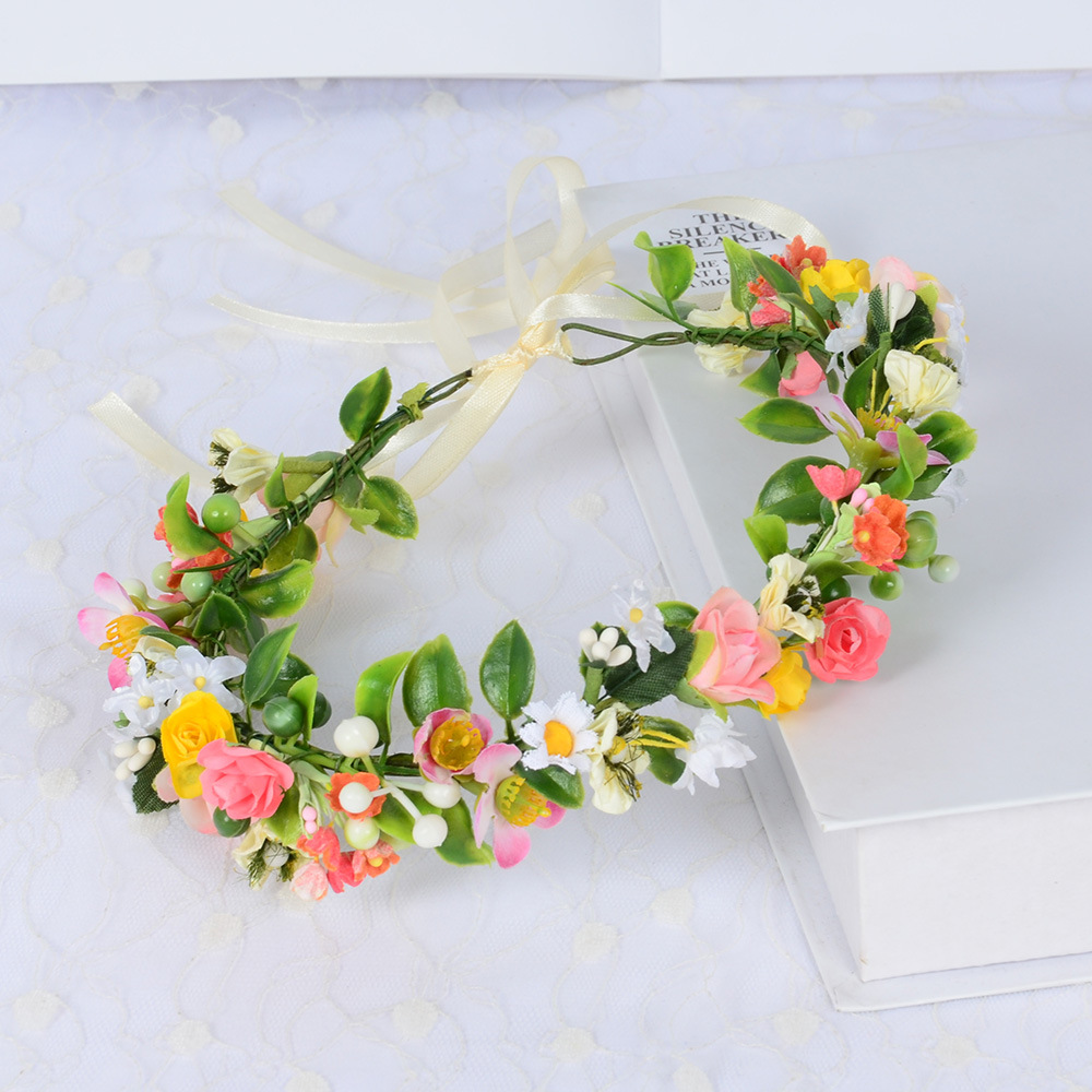 New Princess Children's Fake Flower Headwear Colorful Flower Leaves Garland display picture 3