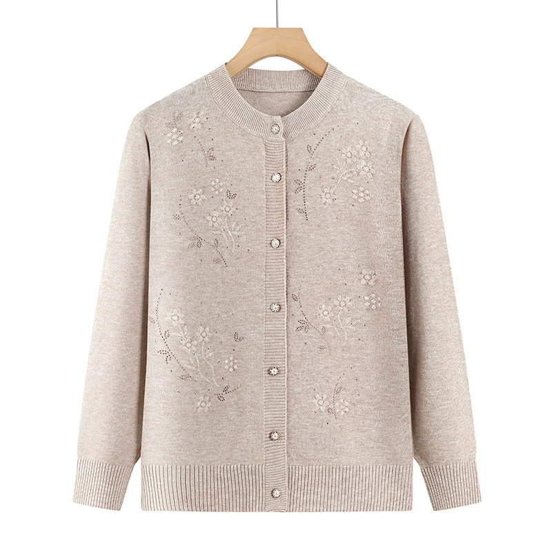 Средний и пожилой женский весенний и осенний тонкий свитер мама свитер с круглым вырезом