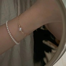 银生珍珠18K金4-5mm 小米珠手链强光圆珠厂家直发