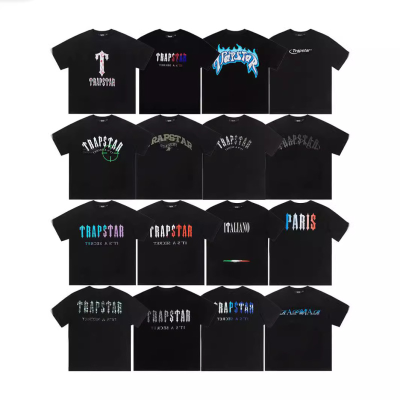 Cross-Border Trendy Brand Trapstar Letter Gradient Print Men's Loose Round Neck Pullover Casual Short-Sleeved T-Shirt Cross-Border Trendy Brand Trapstar Letter Gradient Print Men's Loose Round Neck Pullover Casual Short-Sleeved T-Shirt
