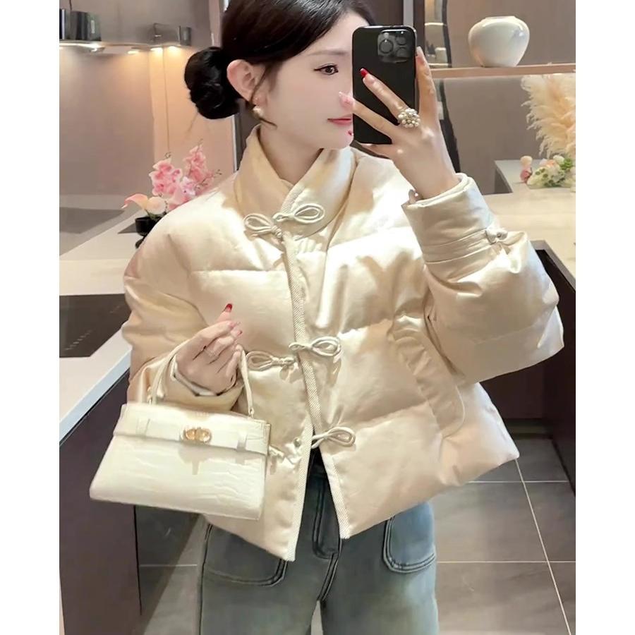 新中式国风盘扣羽绒棉服女2025冬季新款小个子短款加厚保暖外套潮
