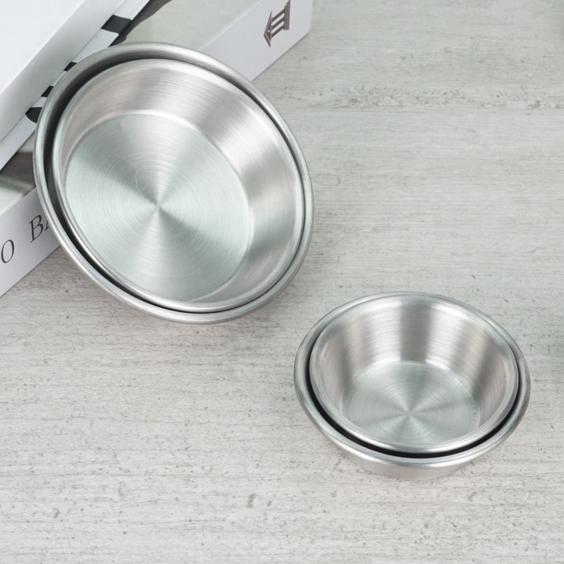 304 de acero inoxidable plato de inmersión coreano snack plato barbacoa tienda salsa plato caliente condimento plato vinagre hogar plato