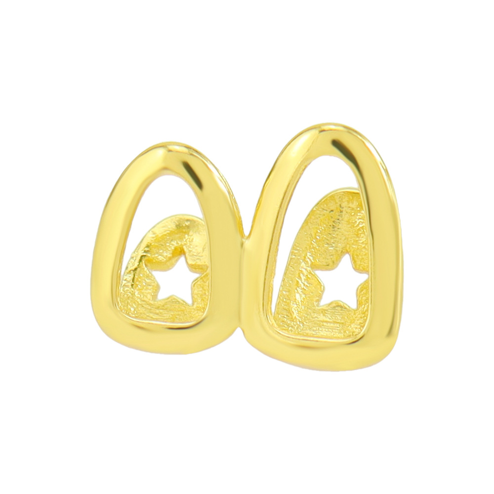 hiphop grillz歐美嘻哈鍍金嘻哈裝飾牙套亞馬遜誇張雙顆鏤空牙齒