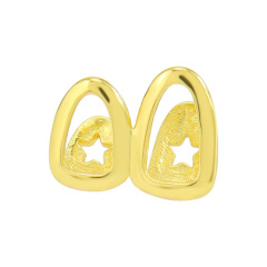 hiphop grillz歐美嘻哈鍍金嘻哈裝飾牙套亞馬遜誇張雙顆鏤空牙齒