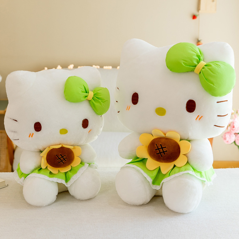 新款向日葵KT猫公仔毛绒玩具可爱小猫咪抱枕凯蒂猫布娃娃玩偶礼物