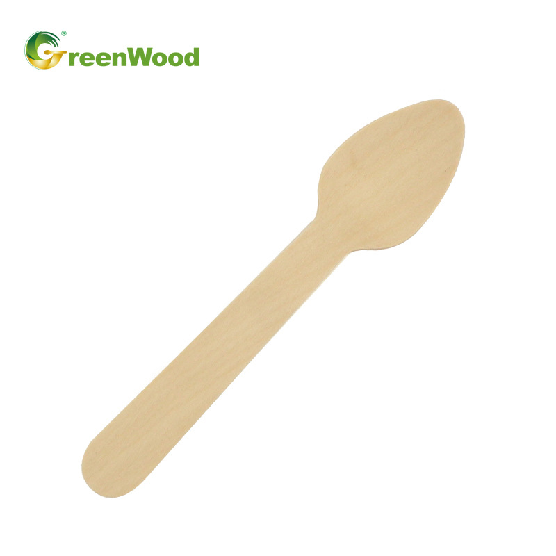 Cuchara de helado desechable de 95mm Cuchara de abedul degradable ecológica Cuchara de madera desechable Cuchara de palito de helado
