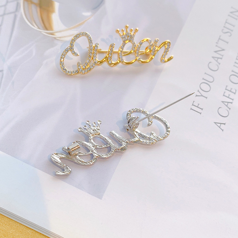 Korean Style Letter Alloy Plating Rhinestones Women's Brooches display picture 2
