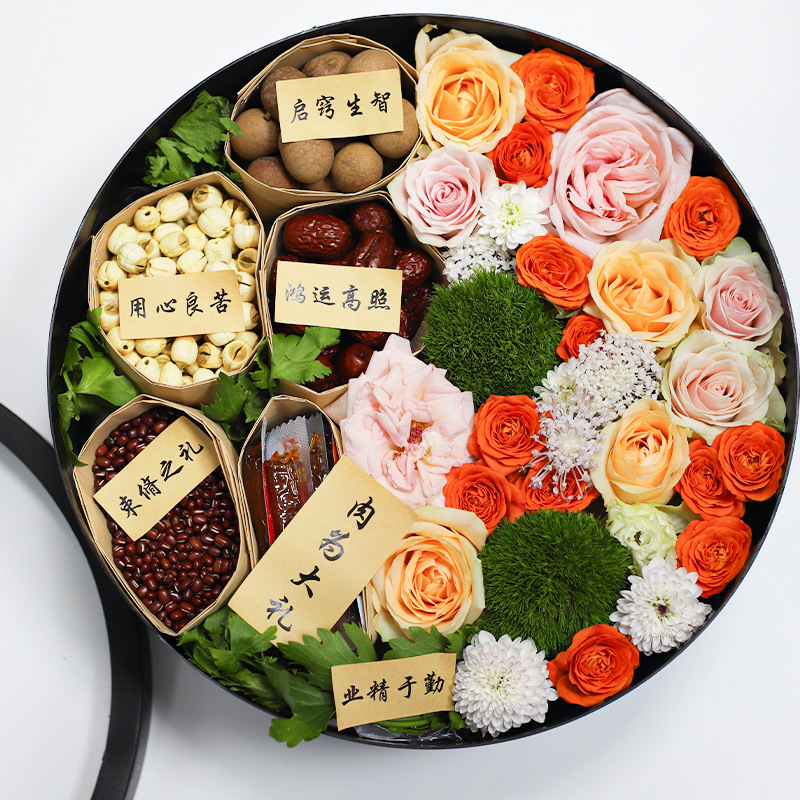 情人节束脩六礼大号圆形防水开窗透明礼盒花束鲜花水果礼盒礼品盒