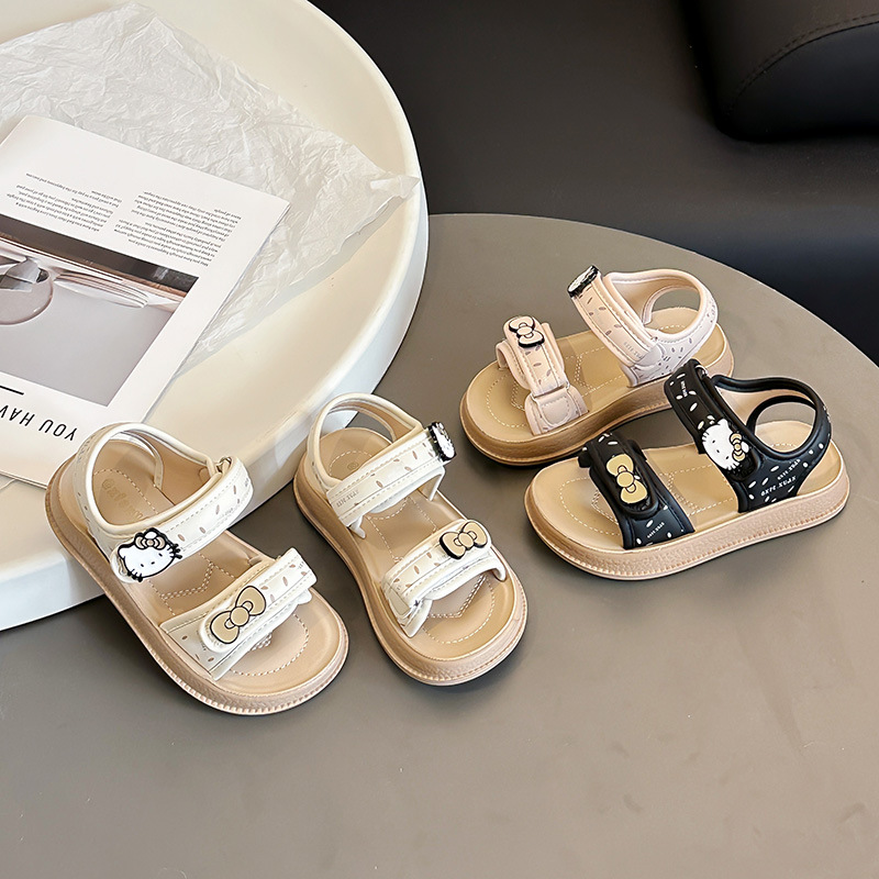 Niñas sandalias de arco de dibujos animados 2026 verano nuevo estilo de moda para niños velcro zapatos de playa zapatos de princesa