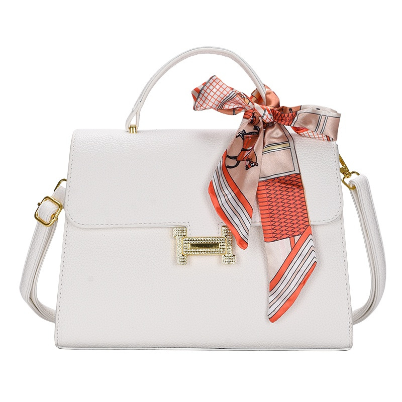 2024 comercio exterior nuevo estilo portátil gran Kelly bolso de mensajero de un solo hombro de cuero de alta calidad bufanda de seda con patrón de lichi marea