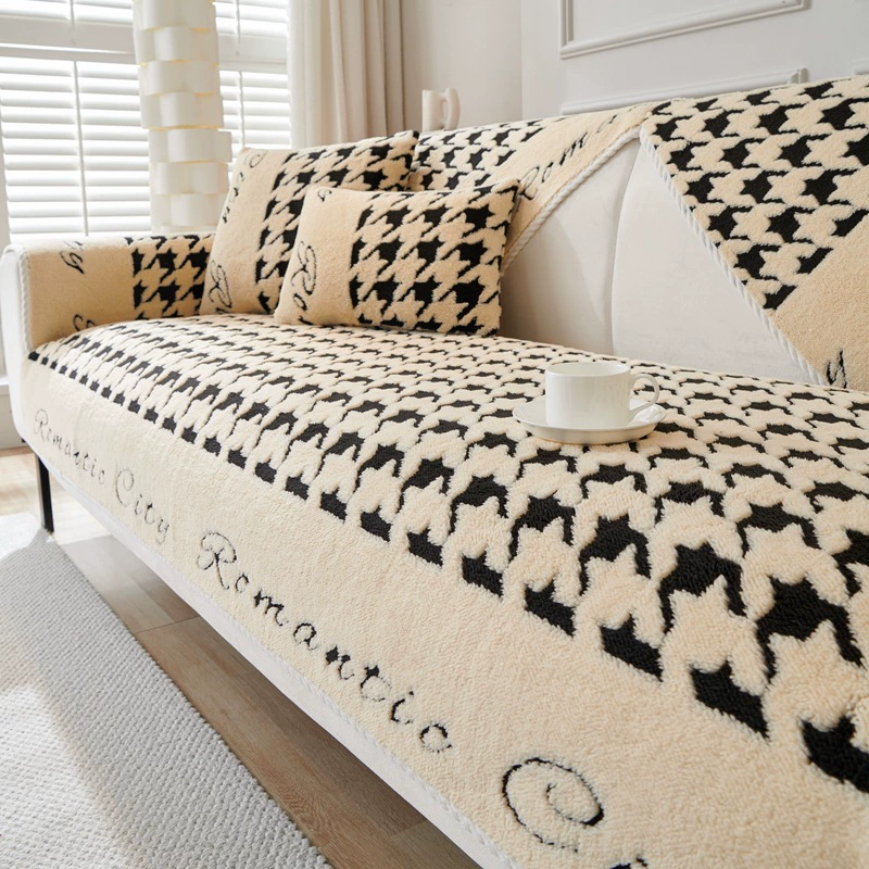 Плюшевая подушка для дивана в ломаную клетку осенне-зимняя Нескользящая подушка простой современный чехол для дивана ткань Новый 2023