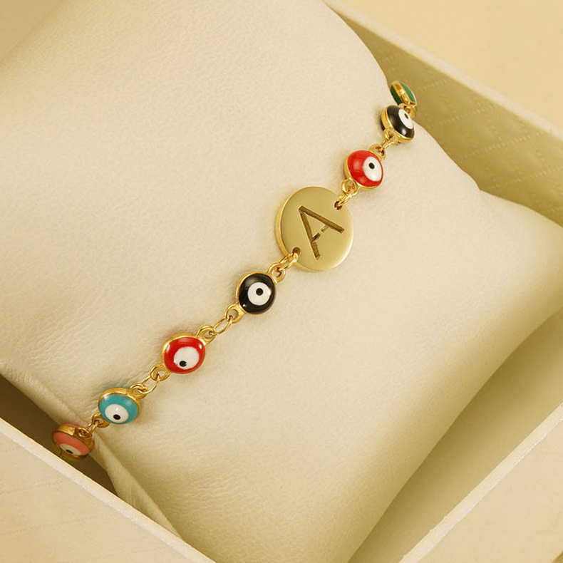 Titanium Steel Gold Plated Simple Style Classic Style Letter Plating Bracelets display picture 3