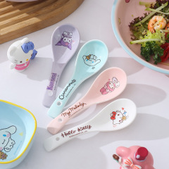 三丽鸥陶瓷勺子高颜值汤勺家用HelloKitty调羹卡通少女盛汤吃饭勺
