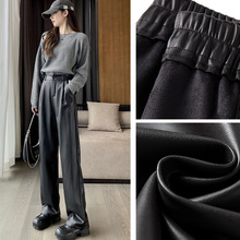 黑色超软pu皮裤女秋冬加绒2025新款高腰垂感高级感窄版直筒阔腿裤
