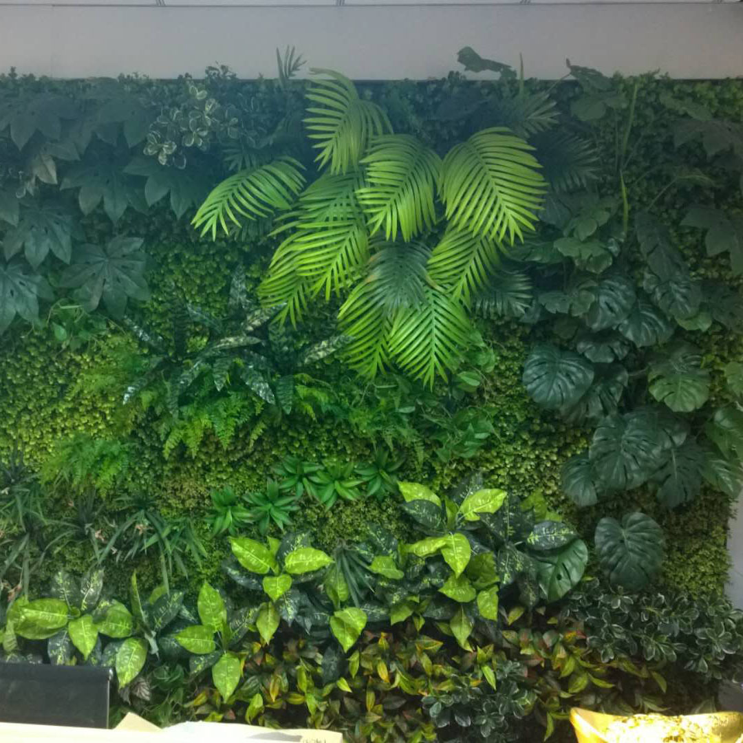 Simulación exquisita pared de plantas ingeniería de paisaje fábrica de pared de plantas tropicales artificial simulación retardante de llama planta de pared verde