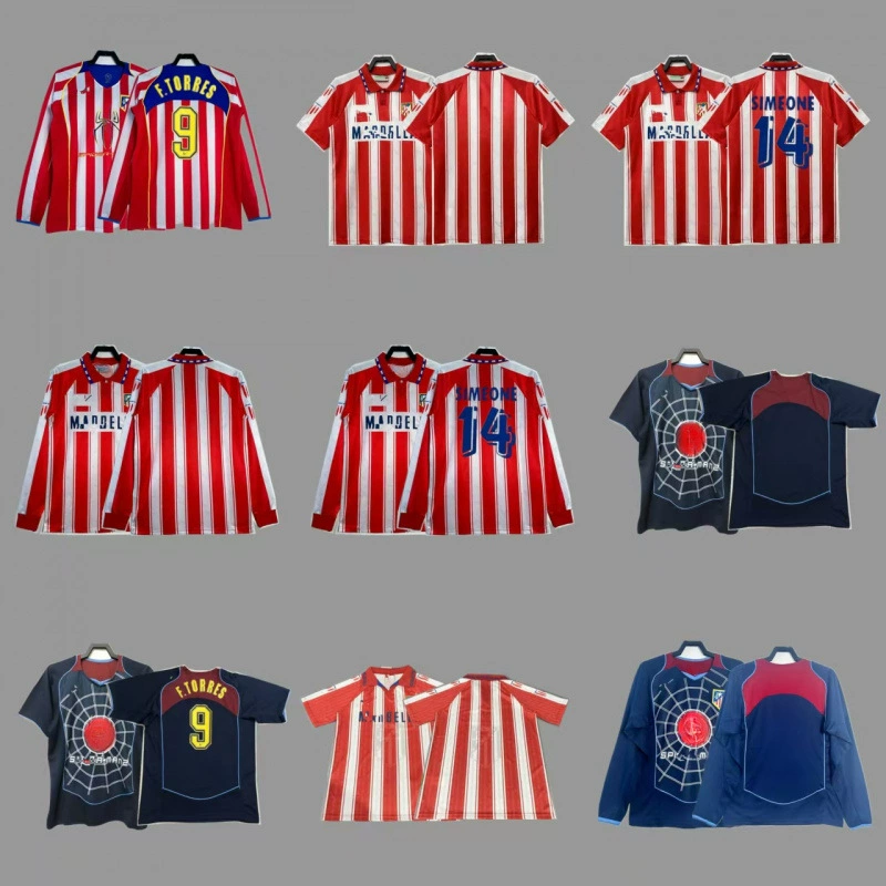 Атлетико Атлетико Винтажная футболка Футбольный костюм Классический ностальгический переиздание Suaya Torres Grizmann футболка с длинными рукавами