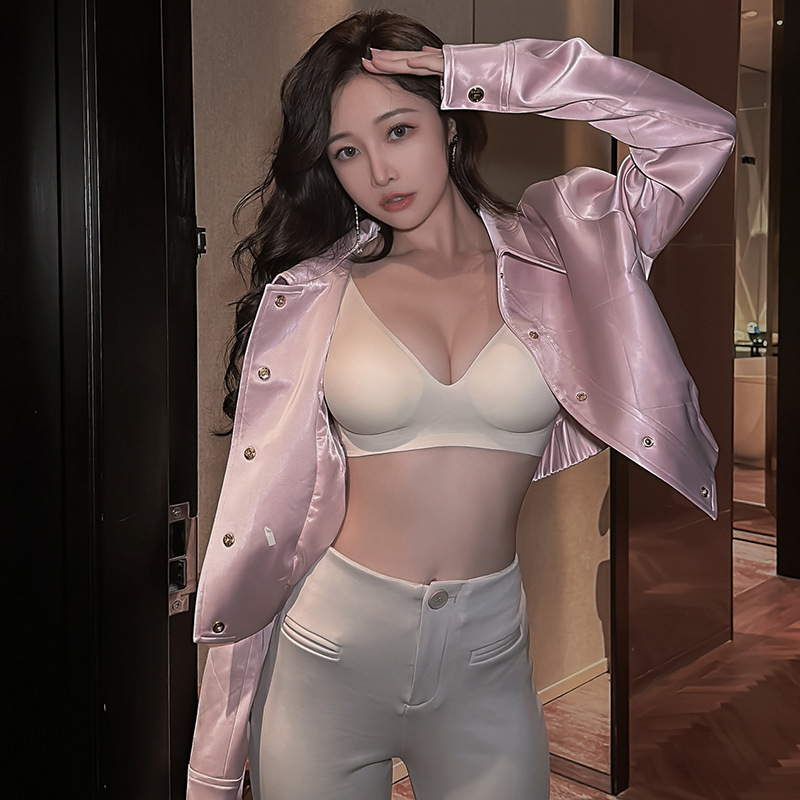 GD66 desnudo de una sola pieza sin costuras inalámbrico pequeño pecho empuja hacia arriba el sujetador traje semi-fijo Copa expansión exterior ropa interior para las mujeres