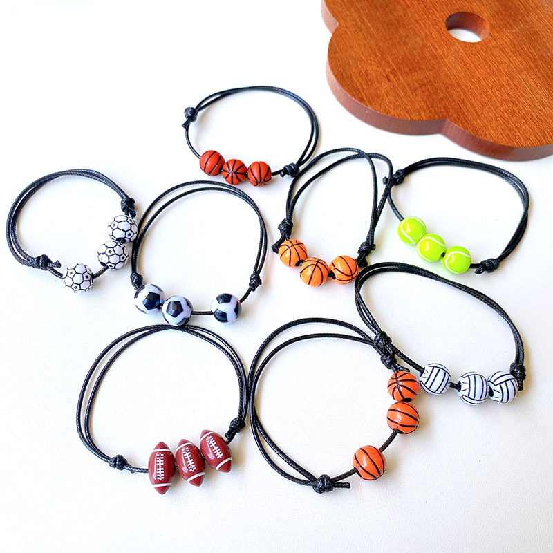 Woven basketball football softball beaded bracelet handmade
