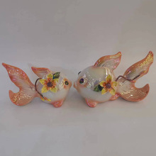 珐琅彩对鱼  工艺品   创意家居 桌面摆件   礼品