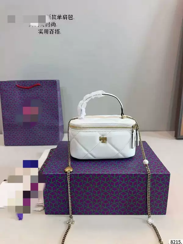 Factory Tb New Kira Box Bag Chain Bag Cowhide Quilted Shoulder Crossbody Bag Genuine Leather Handbag Hot Style