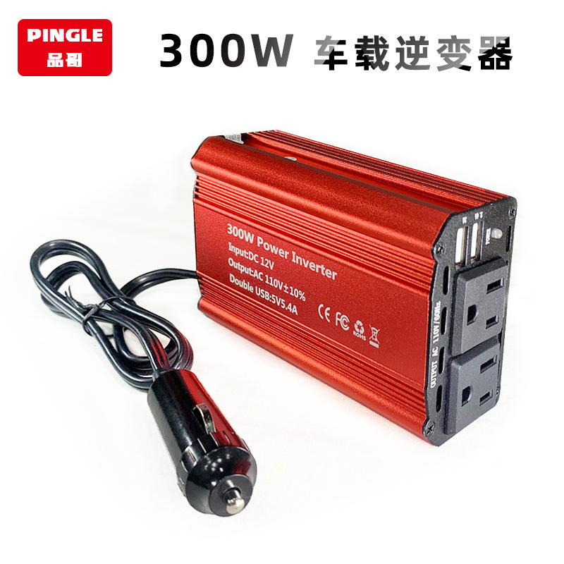Cross-Border Car Inverter 300W Inverter 12V to 110V Dual Us Standard Usb4.2A Power Converter