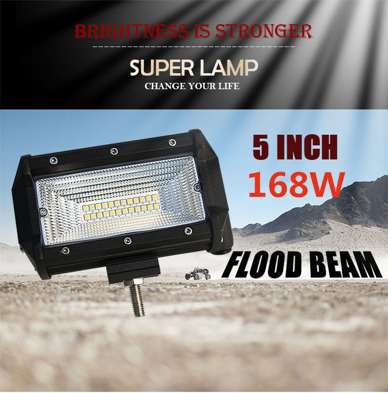 Nuevo automóvil LED luz de trabajo 5 pulgadas 168w inundación tres filas larga carretera techo elevadora mantenimiento del foco