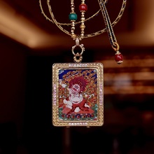 手绘彩金唐卡项链钛钢壳唐卡本命佛不动明王财神唐卡配饰非遗文化