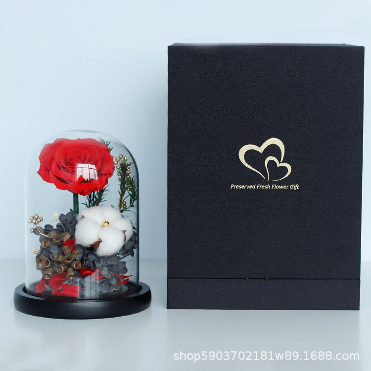 Día de San Valentín Rosa regalo para novia al por mayor regalo del Día DE LA Madre acompañada cubierta de vidrio Yunnan Yongsheng flor producto terminado