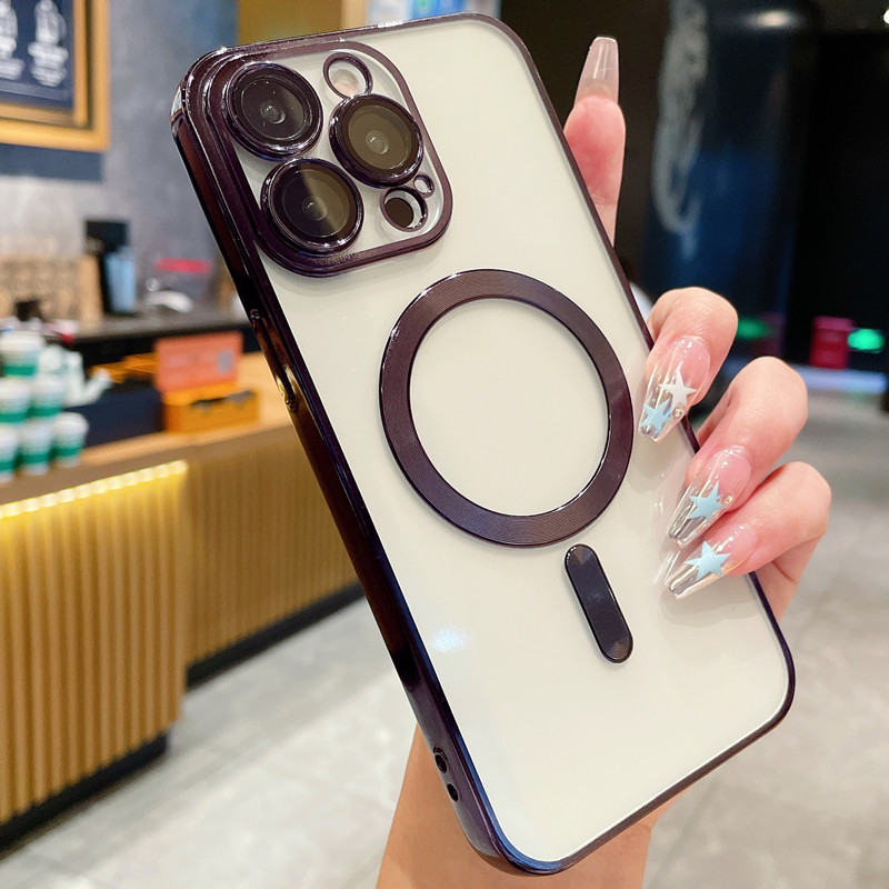 Funda para teléfono iphone16promax 16 transparente 16plus magnético Apple 15 patrón de CD suave 14 nicho 13