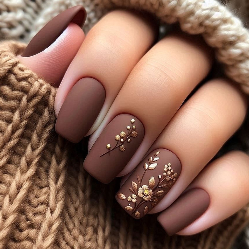New Valentine's Day High Fashion Hand-worn Armor Pieces Autumn and Winter Maillard Color Flower Pattern Matte New Valentine's Day High Fashion Hand-worn Armor Pieces Autumn and Winter Maillard Color Flower Pattern Matte