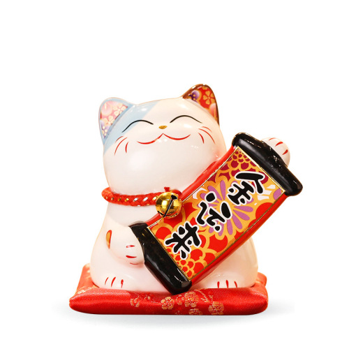 招财猫摆件小号陶瓷存钱罐家居客厅店铺开业创意礼品4.5寸财福旺
