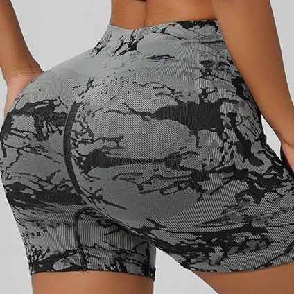 Pantalones cortos de jacquard de punto sin costura, acondicionamiento físico, secado rápido, ropa exterior, caderas de miel, pantalones de jacquard para correr.