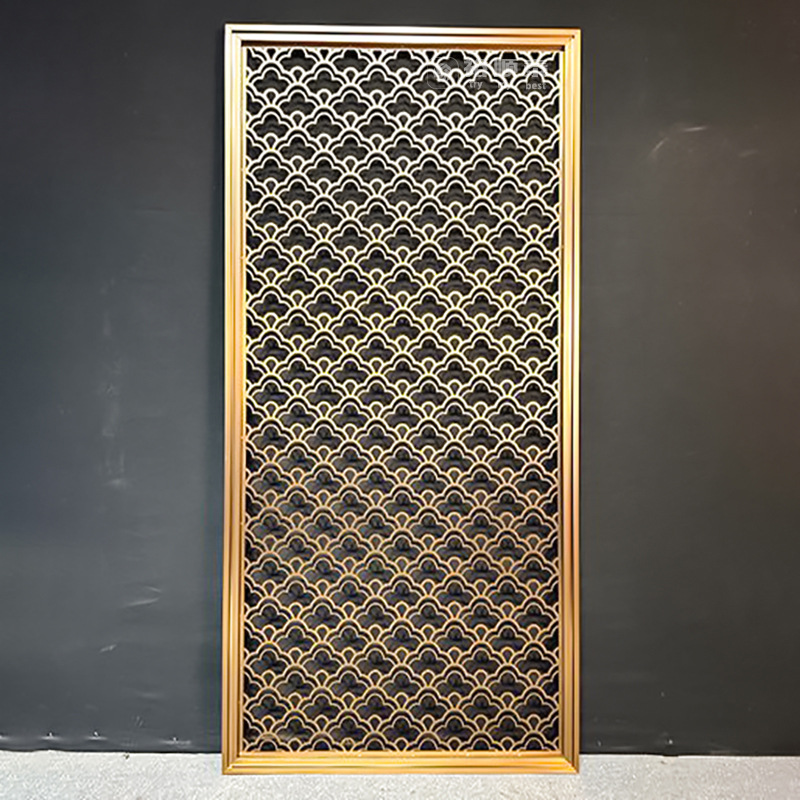 Stainless Steel Screen Partition Hollow Carved New Chinese Style Living Room Entrance Entry Block High-End Decoration