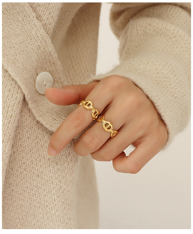 retro simple thick chain hip hop bracelet ring necklace titanium steel