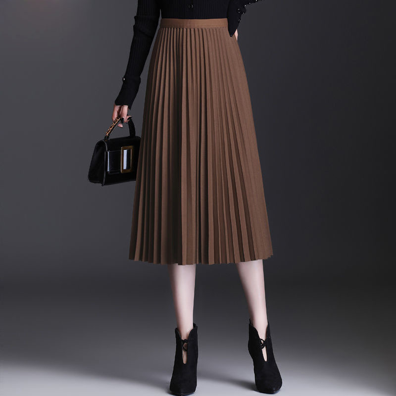 2026 Glossy Silk Pleated Skirt Versatile A-Line Long Skirt High-Waisted Slim-Fit Spring Style for Women 2026 Glossy Silk Pleated Skirt Versatile A-Line Long Skirt High-Waisted Slim-Fit Spring Style for Women