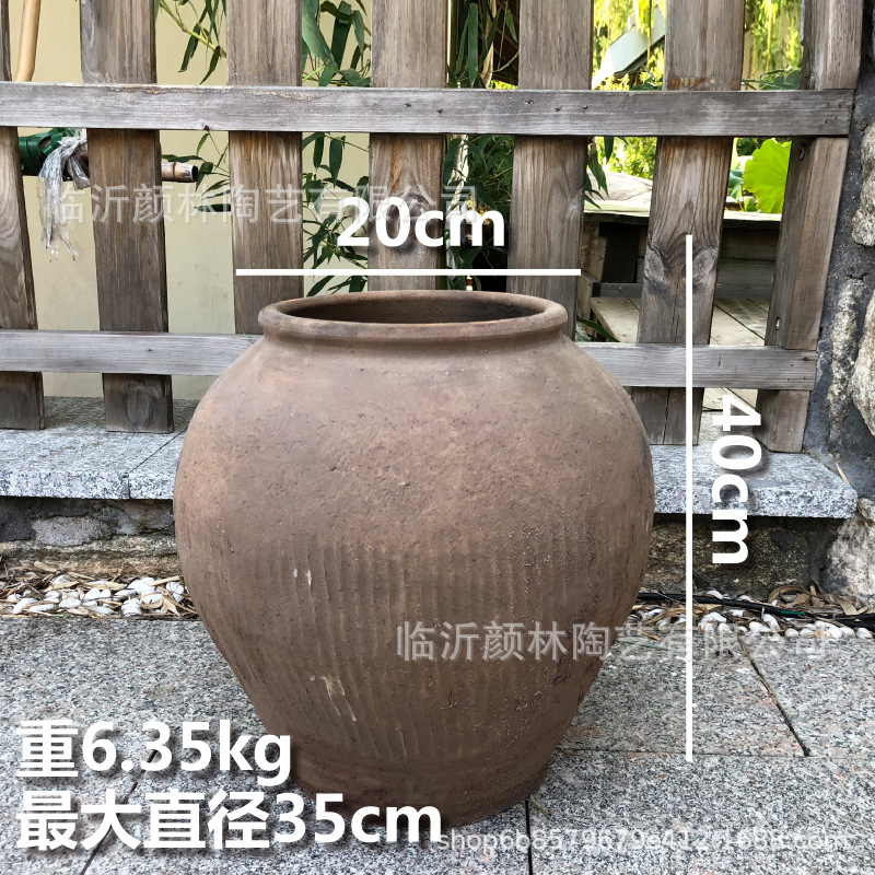 [Yan Lin] Paisaje de vasijas de cerámica gruesas vasijas de cerámica decorativas de jardín gran vasijas de cerámica antigua vasijas de flores combinadas