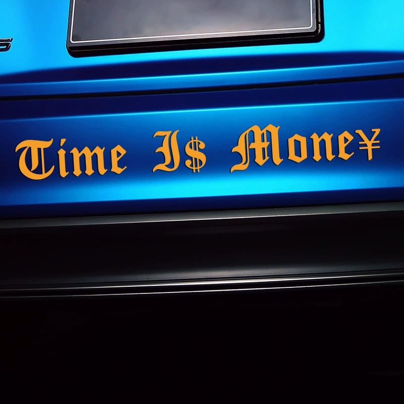 Наклейки на автомобиль: надпись «Time is money», английские легкие брови, декоративные наклейки на кузов, капот, стекло
