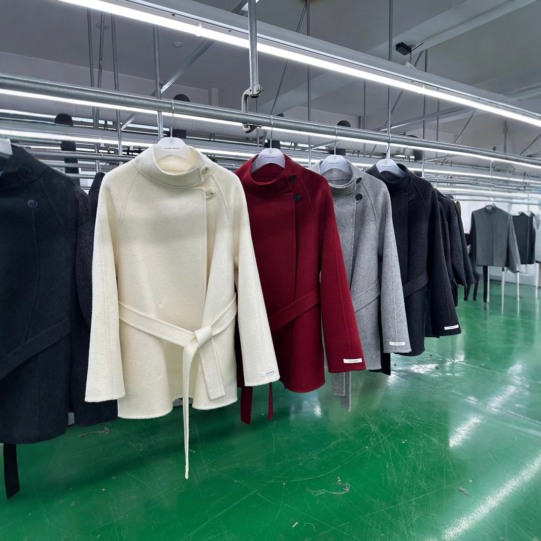 여성용 스탠드 칼라 캐시미어 코트 2025 가을 겨울 신작 모직 코트 고급 한국 스타일