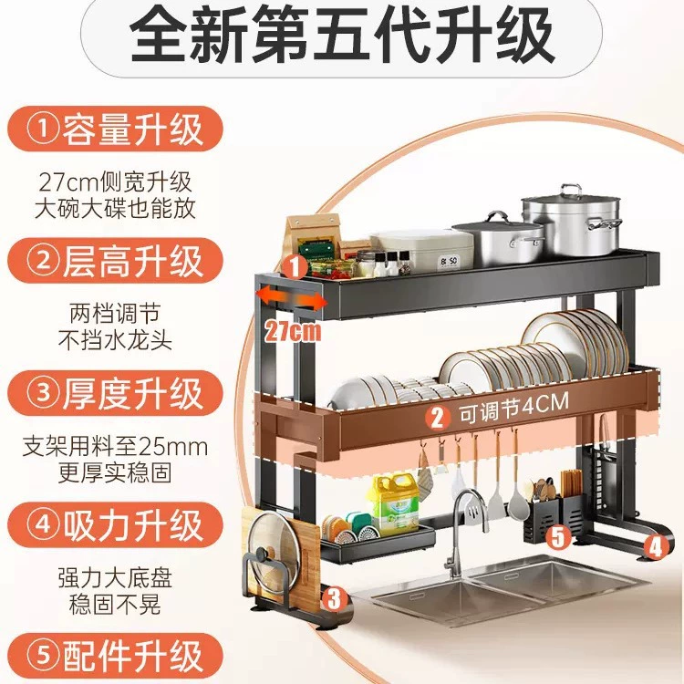 万雄 Кухонная мойка полка для хранения посудой на кухню тумба для раковины, многофункциональная полка для раковины, полка для раковины, дренажная полка для миски