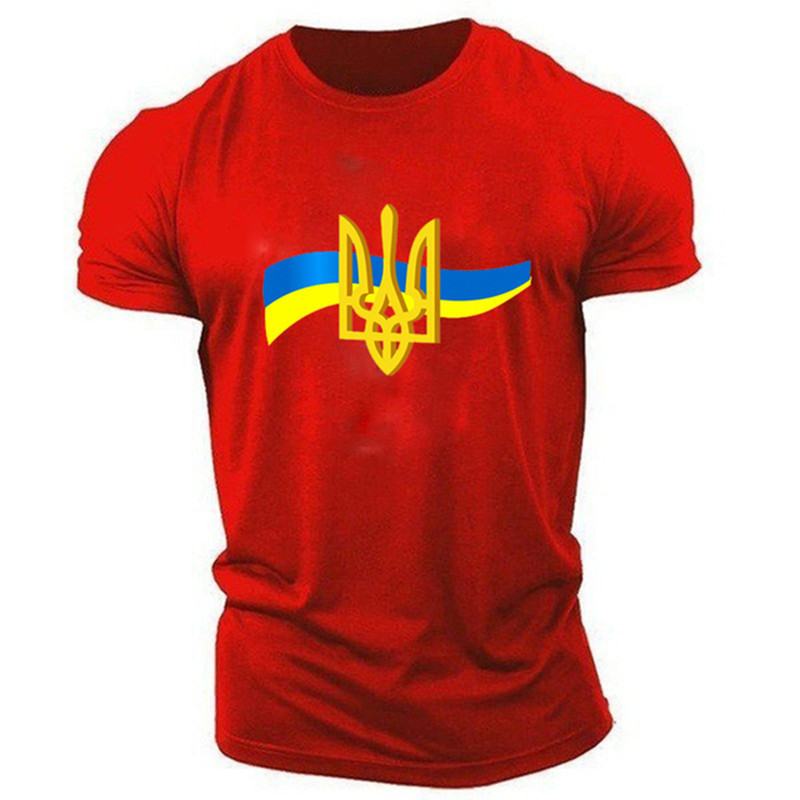 Camiseta de los hombres de Ucrania de manga corta de verano emblema nacional de Ucrania bandera impresa en 3D moda suéter de cuello redondo ropa